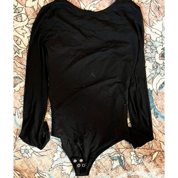 Affliction Live Fast Women’s Bodysuit Size XS Sheer Mesh Low Cut Black Moto - Picture 8 of 10